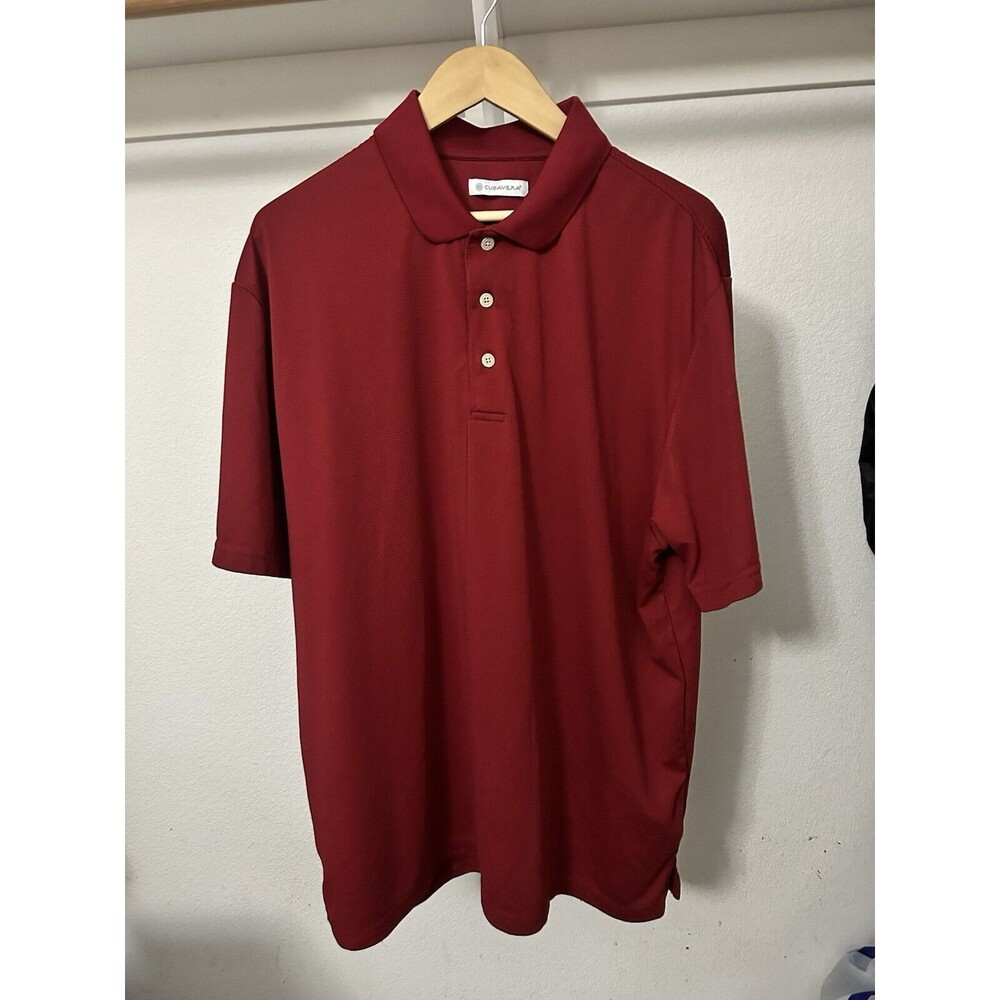 Cubavera Men's XXL Red 100% Polyester Ribbed Knit 3 Button Short Sleeve Polo - Picture 15 of 16